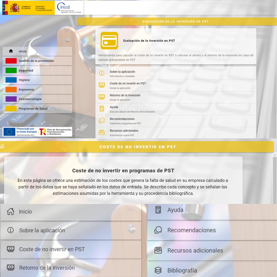 🧐¿Sabes cómo calcular el ahorro y estimar el ROI en PST?
💡En el INSST hemos desarrollado una herramienta para facilitar esta tarea a todo tipo de empresas y organizaciones
Descubre el Calculador: Evaluación de la inversión en PST 👉bit.ly/3J5tY0X
#INSST
#TrabajoSeguro