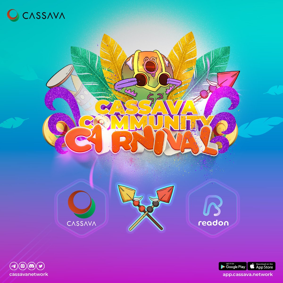 🎉We are honoured to partner with <a href="/CassavaNetwork/">CassavaNetwork</a> , who is building Africa’s Web3 platform focused on entertainment and loyalty rewards #CassavaNetwork 

🎁 $1,000 USDT &amp; 100,000 CB Coins 
📅 Mar. 13th - Mar. 20th
🔗Join the Carnival:  app.cassava.network/#/task/details…
