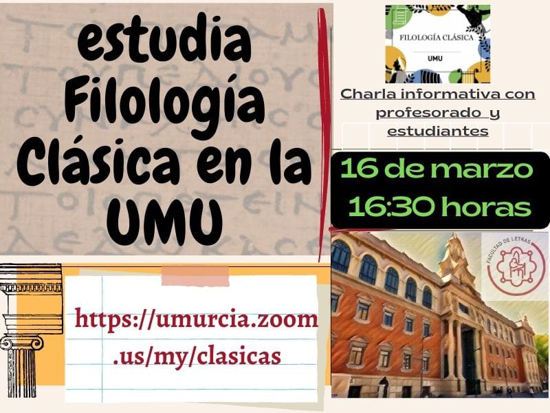 PetasosCv's tweet photo. Estimados docentes de la C. Valenciana y proximidades. Si tenéis alumnos acabando bachillerato que quieran conocer el plan de estudios y quieran aclarar dudas, la @UMUClasicas ofrece el próximo día 16 de marzo una charla online abierta. https://t.co/DzMtMsMYUN