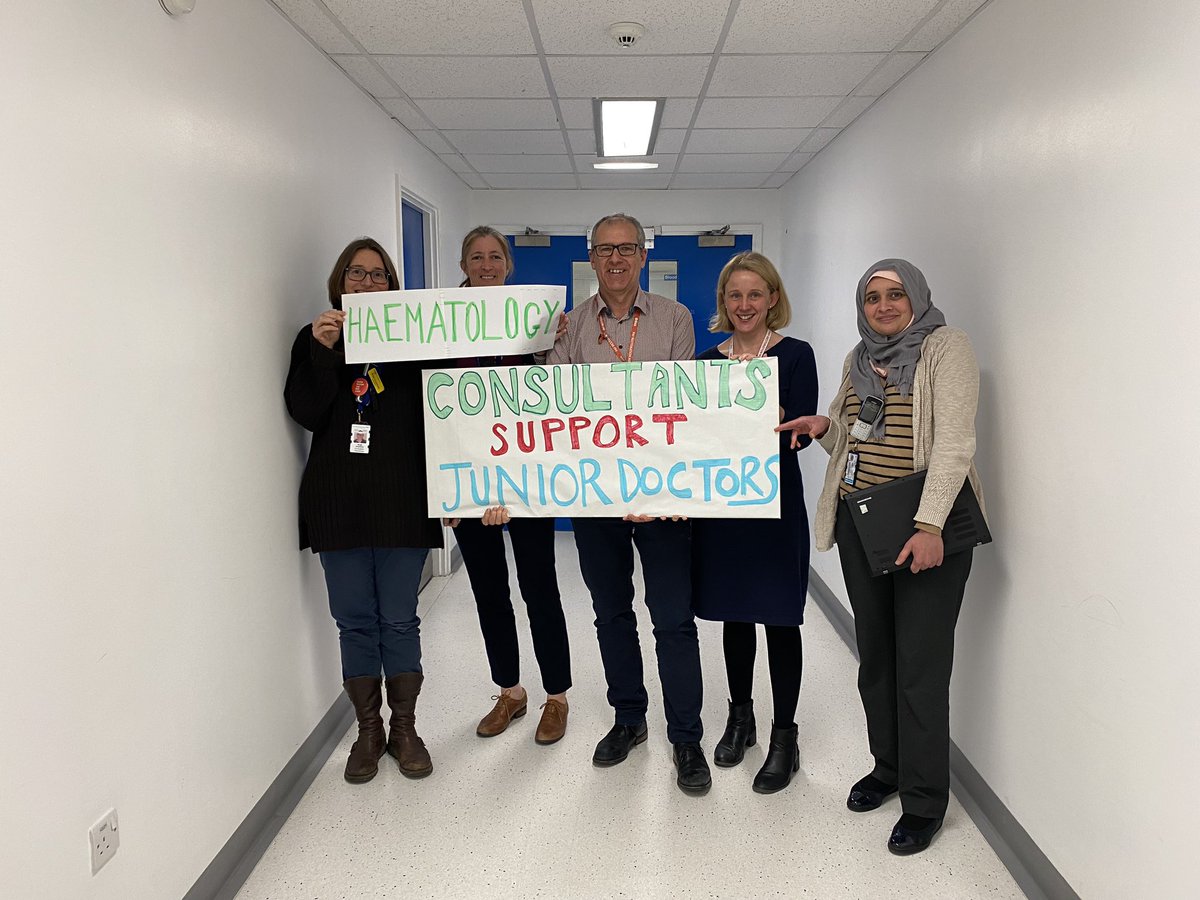 A shout out to #juniordoctors in Haematology @NewcastleHosps - 100% support for #JuniorDoctorsStrike             Consultants support you #teamhaem #PayRestoration