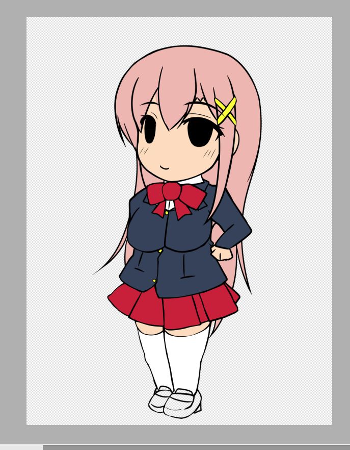 SDキャラの線を整えつつ色置き中〆('ー`)b 