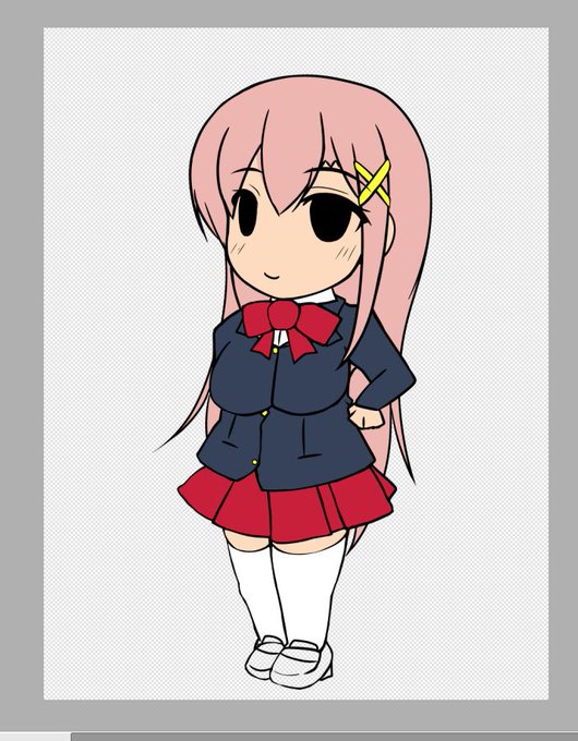 SDキャラの線を整えつつ色置き中〆('ー`)b 