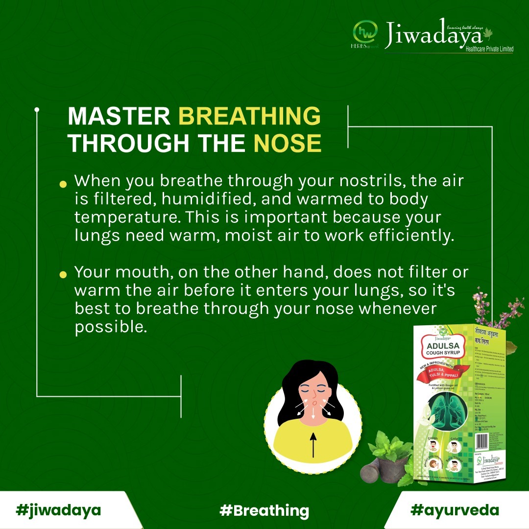 According to #research, simply switching from mouth-to-#nosebreathing can increase whole-body oxygenation by 10%.

amzn.eu/d/hcMRIRM

#Jiwadaya #Ayurveda #CoughSyrup #Amazon #HealthCare #Health #Nostrils #NasalBreathing #MouthBreathing #Breathing #BreathingExercise