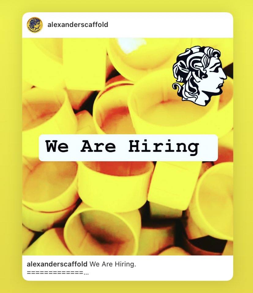 We Are Hiring.

=============

- Labour
- Driver | Labour 
- Part 1

Get in contact 👍

=============

#scaffold #NorthLondon #eastlondon #westlondon #scafflife #Essex #scaffolders #London #scafflife #winch #hoist #wearehiring