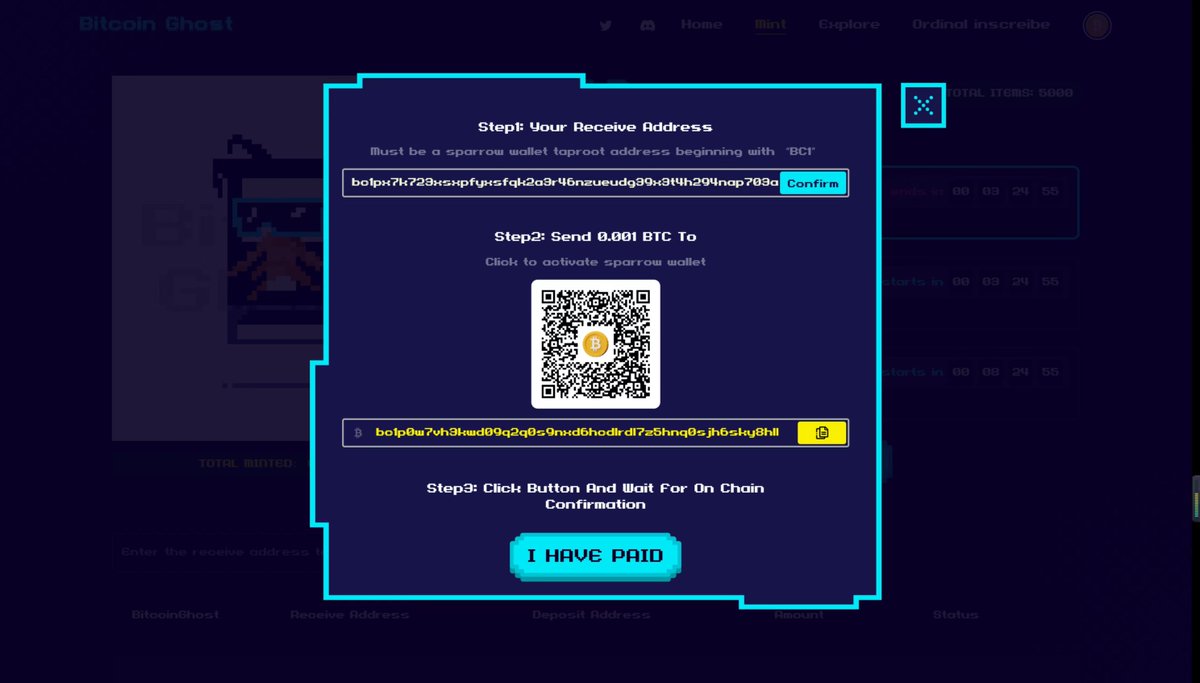 BTCGhostDAO's tweet photo. 🎉Please make sure you have enough BTC before BitcoinGhost mint.
Step 1: Select the mint stage you are participating in.
Step 2: Submit the address of your stage, please note: people who are not in the corresponding stage will not be able to mint.
Step 3: Make the BTC payment. https://t.co/WB3NjE0Tro