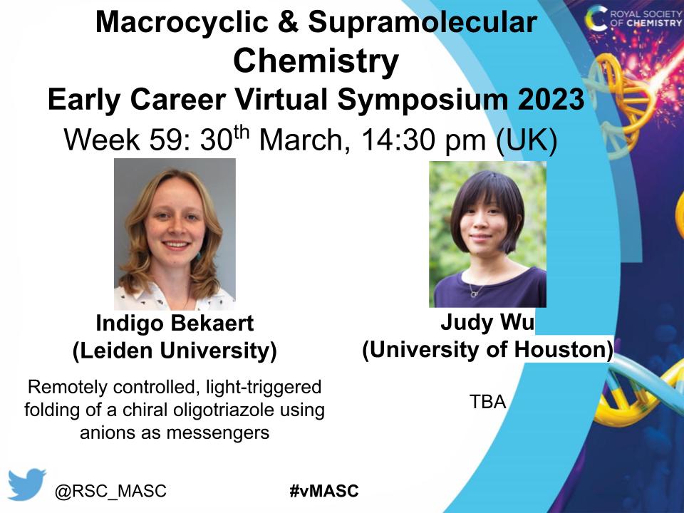 RSC_MASC's tweet photo. Join us for the next vMASC seminar on 30/3 at 14.30 (UK) - join us for two great talks from Indigo Bekaert @IndigoBekaert  and Prof. Judy Wu @JudyWuChem 
! Sign up as usual https://t.co/YAWv03CjZt https://t.co/H30yGEi3Wx