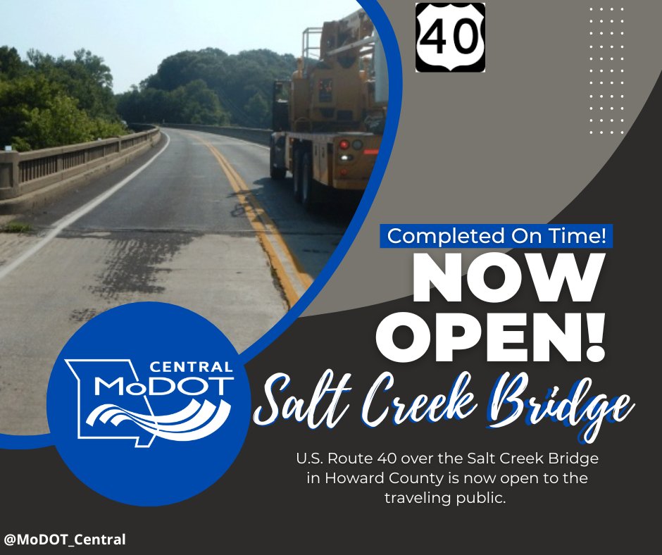 MoDOT Central District on Twitter "Bridge Reopening‼️ Tuesday, March