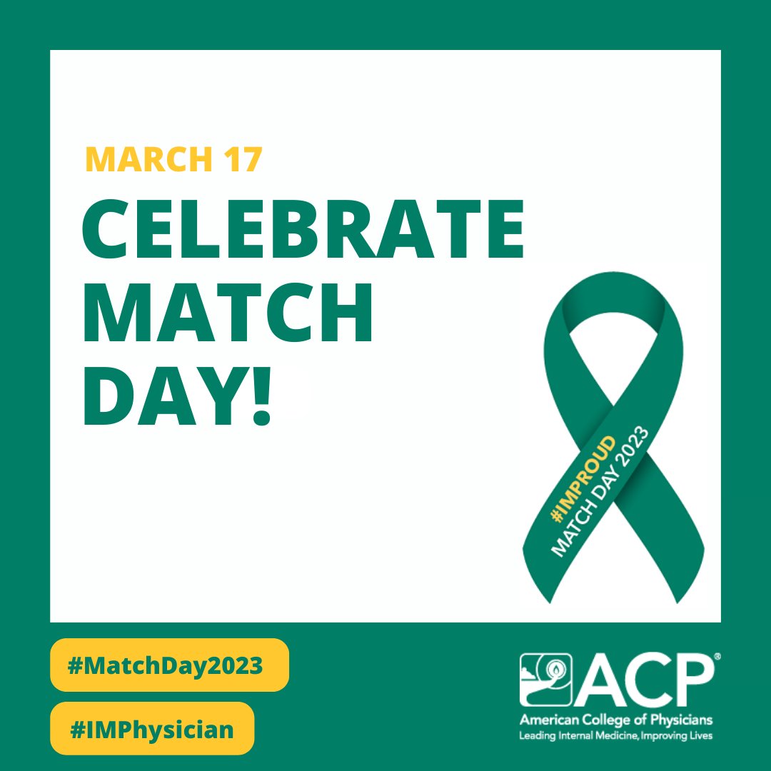 ACPIMPhysicians's tweet photo. #MatchDay2023 is Friday! If you match with an #InternalMedicine residency program, tag @ACPIMPhysicians to let us know and display your #IMPhysician pride by updating your Twitter profile picture with ACP’s #MatchDay ribbon: https://t.co/78krw0kj8M #Match2023 #IMProud https://t.co/K3vevwiyTM