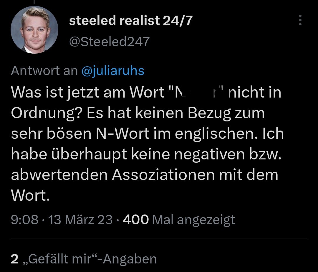 Cool, wenn weiße Dudes die Verwendung des N-Worts rechtfertigen, weil sie selbst keine negativen Assoziationen damit haben.