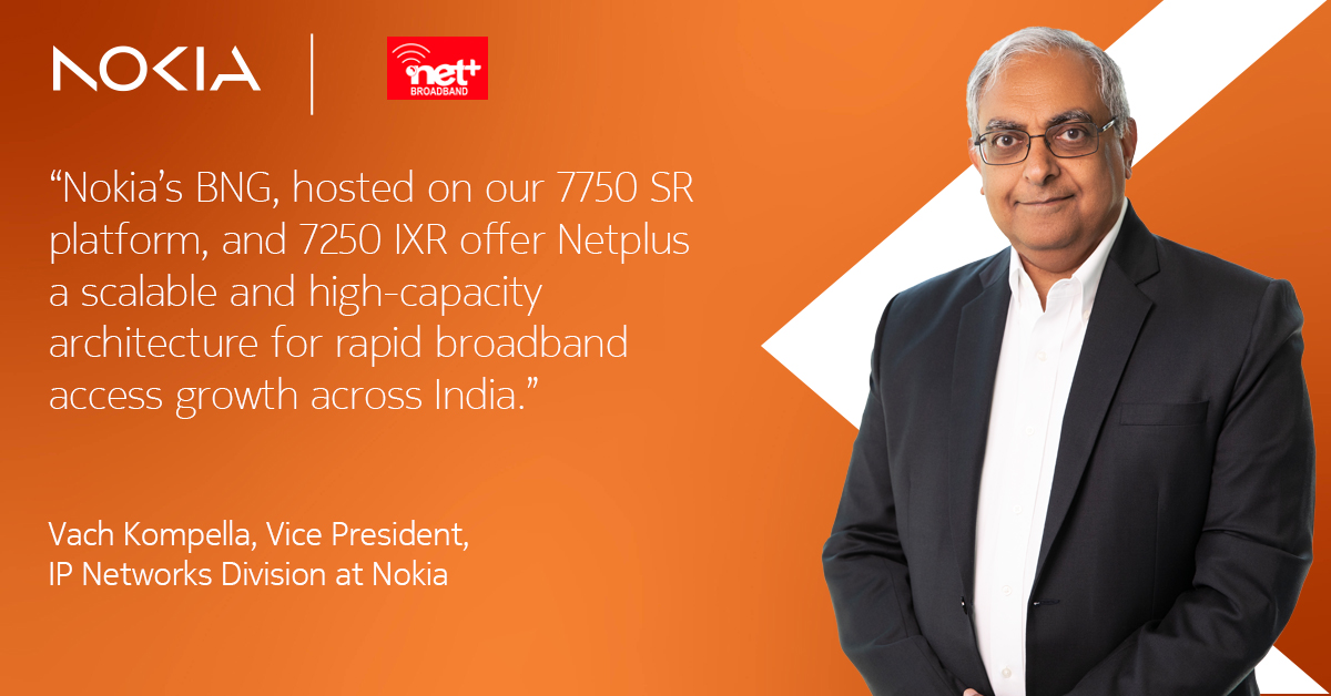 SReXperts (@srexperts) on Twitter photo We’re pleased that <a href="/netplusofficial/">Netplus Broadband</a> has selected Nokia’s IP solutions to deliver new quadruple-play broadband services to its one million-plus subscribers throughout Northern India.
Learn more here: nokia.ly/3Lg88e7 We’re pleased that <a href="/netplusofficial/">Netplus Broadband</a> has selected Nokia’s IP solutions to deliver new quadruple-play broadband services to its one million-plus subscribers throughout Northern India.
Learn more here: nokia.ly/3Lg88e7