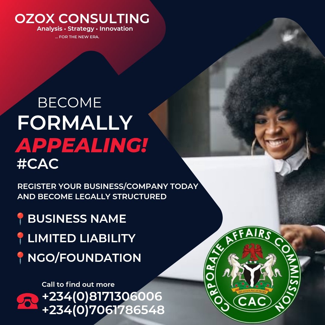 OzoxConsulting's tweet photo. 1/2
FOR BUSINESS NAME: What You Get⤵️
• Certificate of Incorporation
• Status Report 

FOR LIMITED LIABILITY: What You Get⤵️
• Certificate of Incorporation
• Status Report 
• Memorandum And Articles of Association (Mermart)

NGO/FOUNDATION:What You Get⤵️
• Certificate of... https://t.co/JtzLwIRm0O