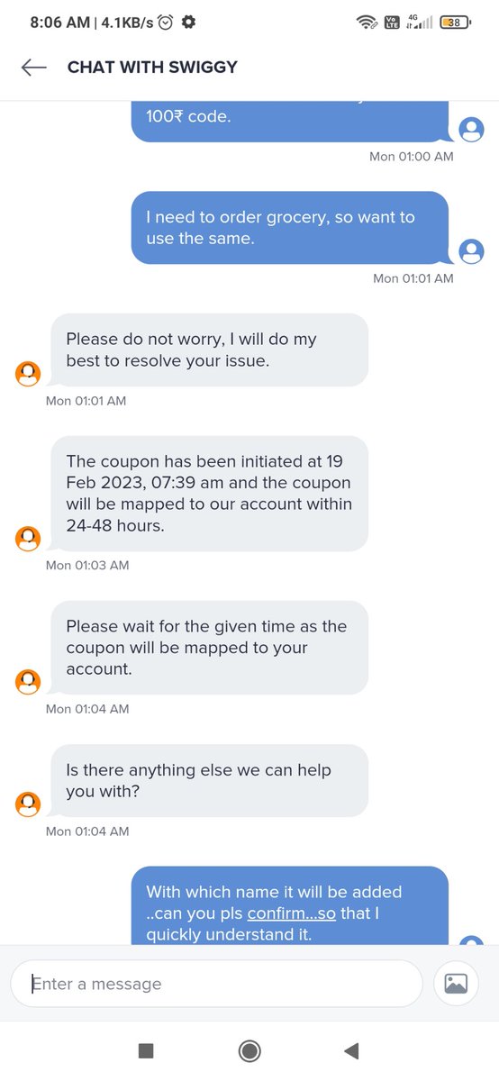 saini247's tweet photo. Using it 4m last 8 yrs, but grocery Instamart exp. is https://t.co/BZUcyXVYcp CC service,wrong commitment multiple times. One team confirmed refund, another says "No".4m last 1 month waiting for my refund. But no luck. @Swiggy @SwiggyCares @harshamjty @jagograhakjago 
Pls help https://t.co/GKu4qljCpX