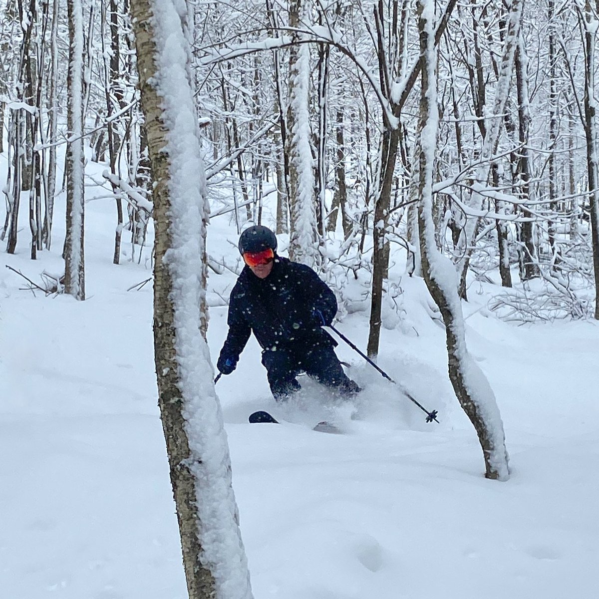NYSkiBlog's tweet image. Skiing the trees at @Plattekill on @WhiteRoomCustom  #iskiny