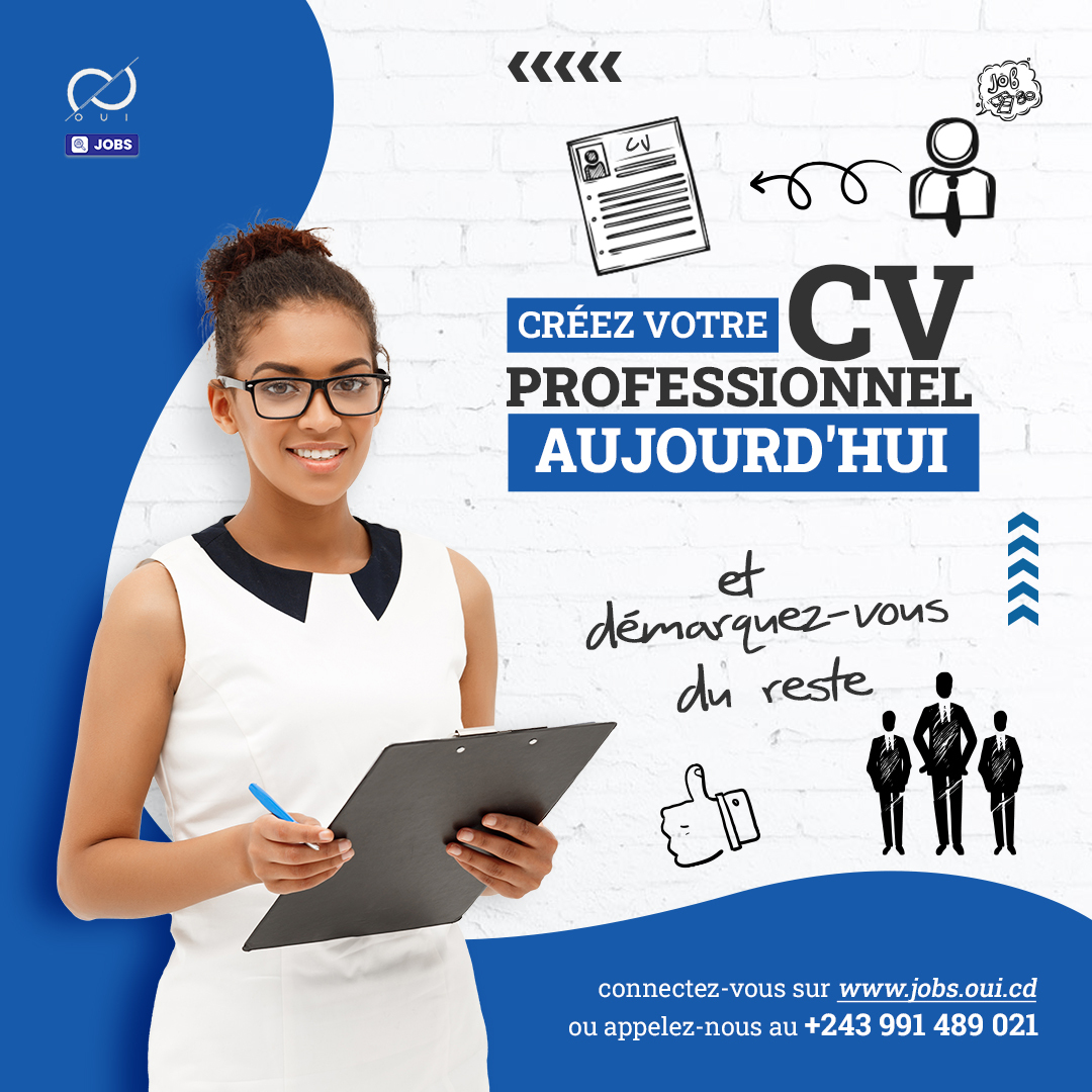 OUIAfrique's tweet photo. CRÉEZ VOTRE PROFESSIONNEL
CV AUJOURD'HUI. 
ET
DÉMARQUEZ-VOUS DU RESTE.
connectez-vous sur https://t.co/8Mtei1LDCP ou appelez-nous au 0991 489 021
#congotoglobal #Kinshasa_RDC #Congo #kinshasakitoko #congolais #kinsale #jobs #jobseekers #jobs2023 #jobsdubai #dubai #dubaijobs https://t.co/pYcnQhHLca