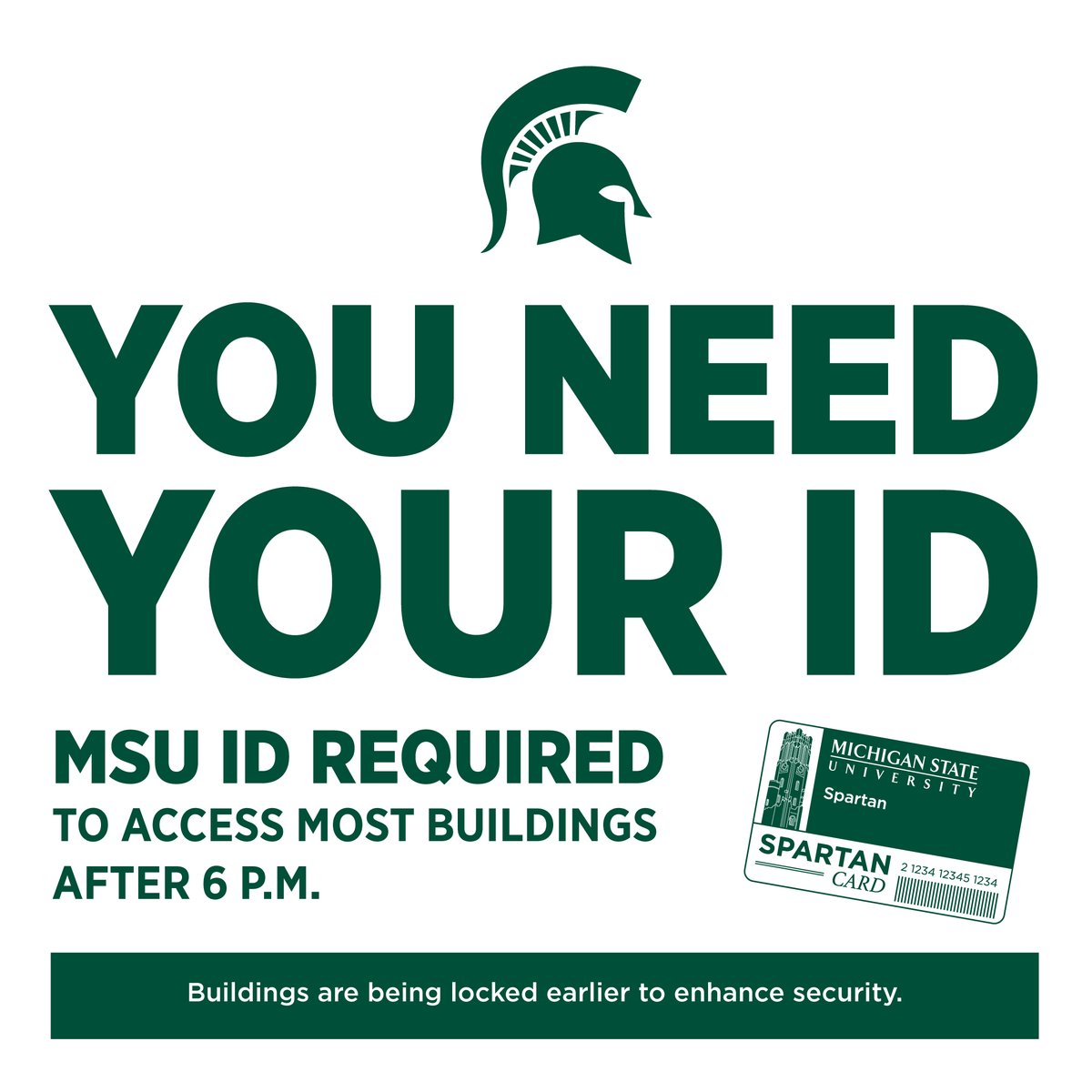 michiganstateu's tweet image. Reminder to make sure you have your MSU ID with you, Spartans.