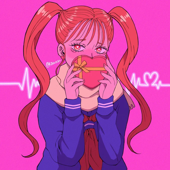 バレンタインデーの子とホワイトデーの男の子並べてみました 派手な女の子と優等生くん。見た目に差がありますが両思いです