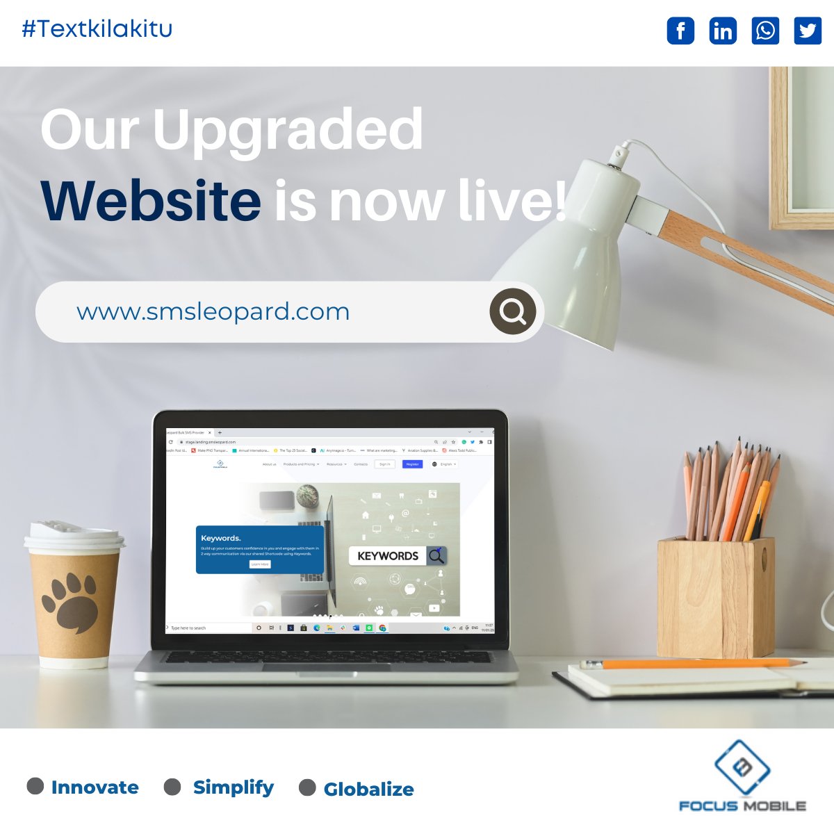 SMSLeopard's tweet photo. We have gone for a new look! In addition, we have made some awesome updates to make it easier to navigate and look better than ever! Check out our new Website UI: https://t.co/GZmR68EBUT #SMSLeopard #FocusMobile #TextKilaKitu https://t.co/6YQluwz3my