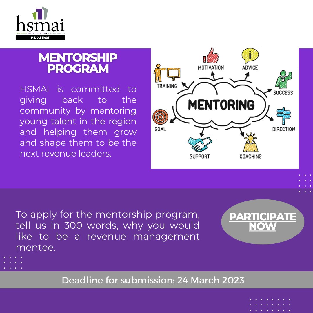 Want to be mentored by HSMAI's #RevenueManagement #AdvisoryBoard? 

Click here: forms.gle/LEoDjLdeSvYNUY… and tell us why you would like to be a revenue management mentee. 

#HospitalityCareer #HospitalityManagement