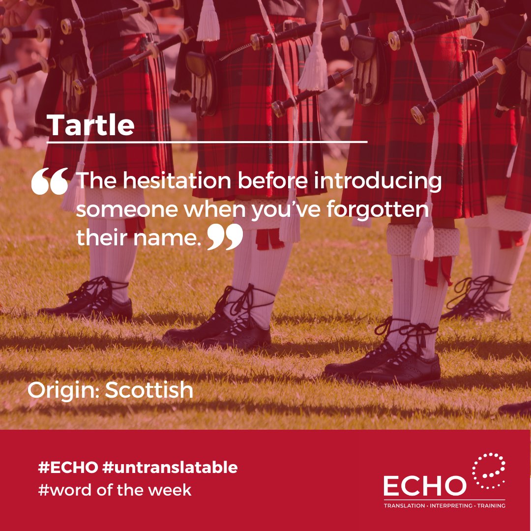 Echo_Mcr's tweet photo. #ECHO #untranslatable #word of the #week - #Tartle

⭐Origin: Scottish
⭐Source: https://t.co/Zs9cAV23s3

⭐Do you know a word that is unusual or interesting? Share it with us! 

⭐For more information about Echo, visit: https://t.co/txnI0wfiou https://t.co/sQvuXd1Zwy