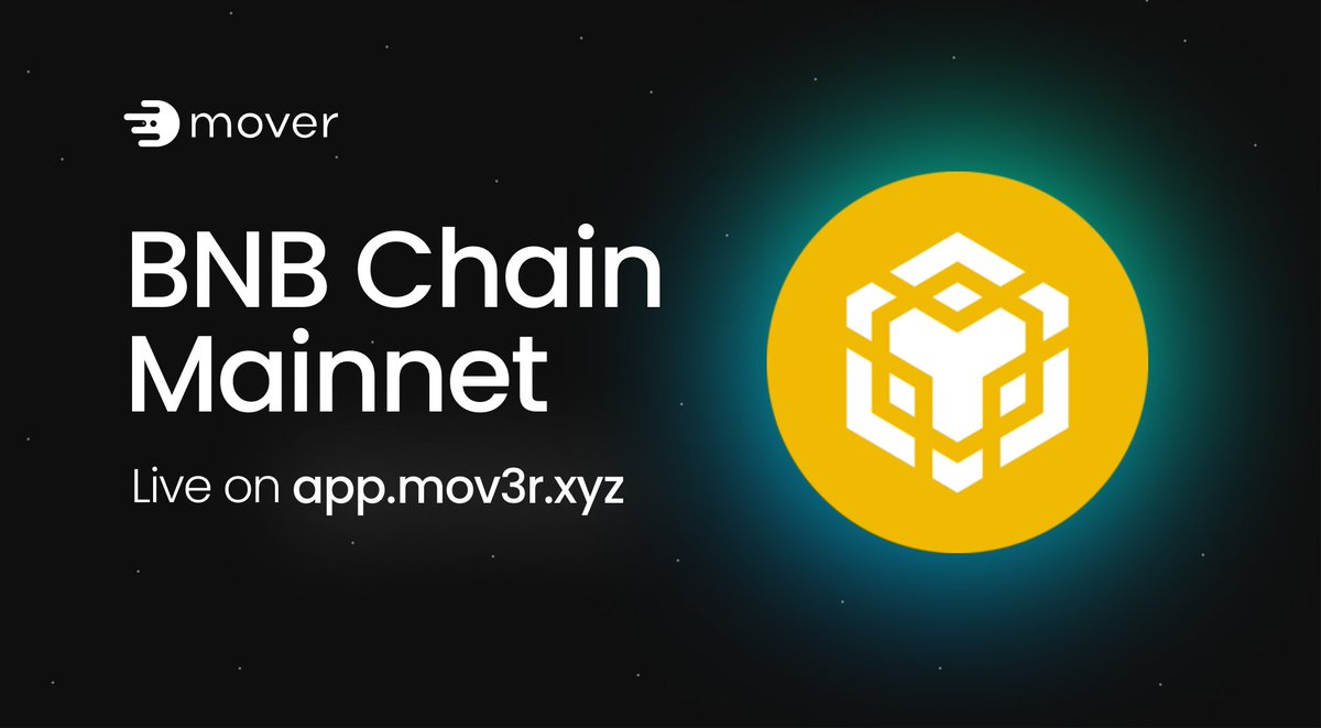 moverxyz's tweet image. Mover increases its network coverage! We are excited to announce that we successfully integrated bridging support for @BNBCHAIN!

Bridge now at: app.mov3r.xyz