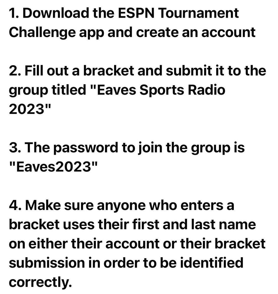 <a href="/JerryEaves5/">Jerry Eaves</a> 2nd pic has directions to enter the Eaves Sports bracket challenge. 🏀