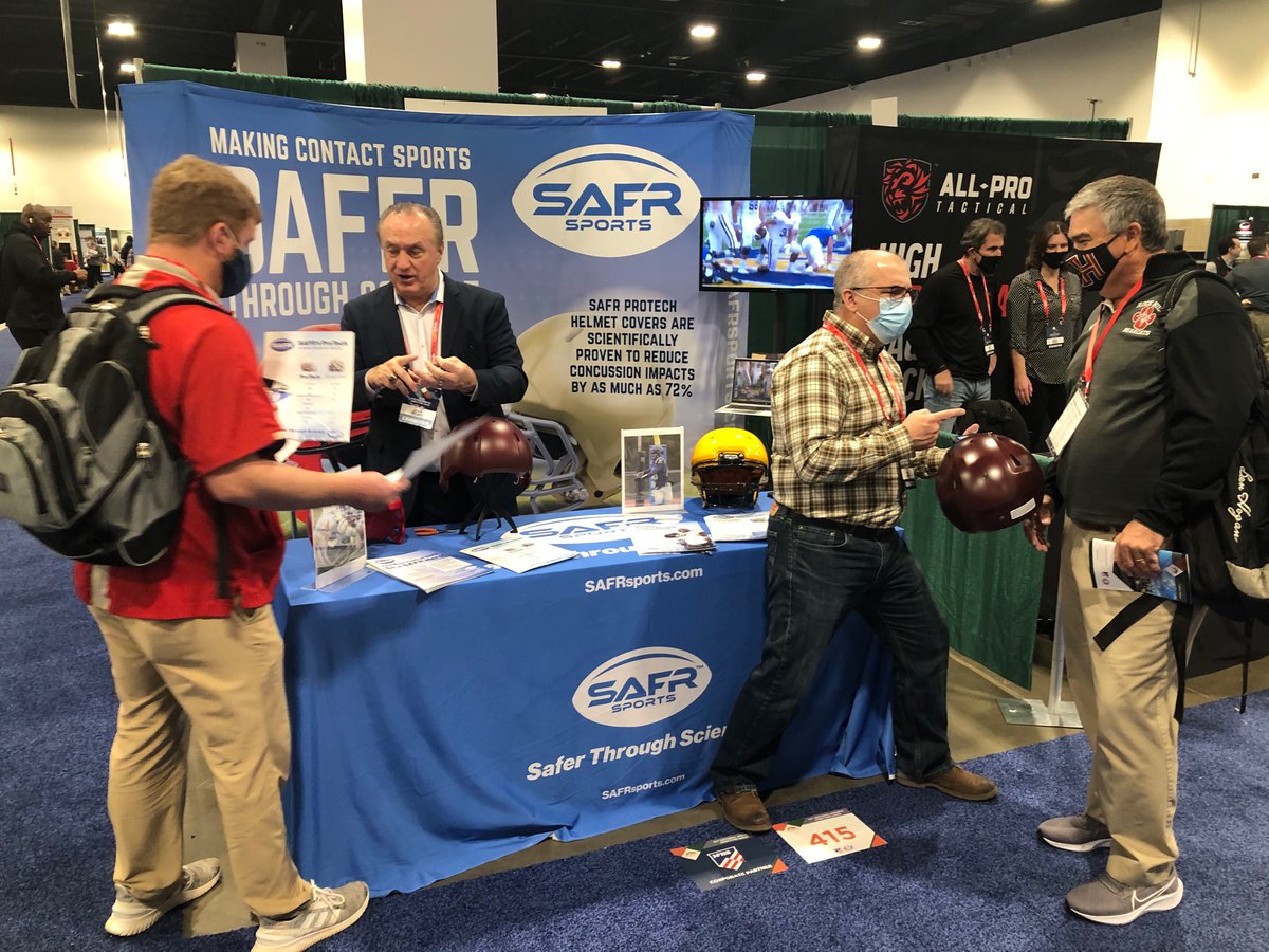 SafrSports's tweet photo. Look for SAFR Sports (booth 313) at the DAANJ Conference, May 13-17. Learn more about the latest VA Tech Helmet Lab study results. Adding a #SAFRProTech helmet cover significantly lowers the risk of head injury. #SaferThroughScience @ADsofDAANJ https://t.co/F9g4euwn8N