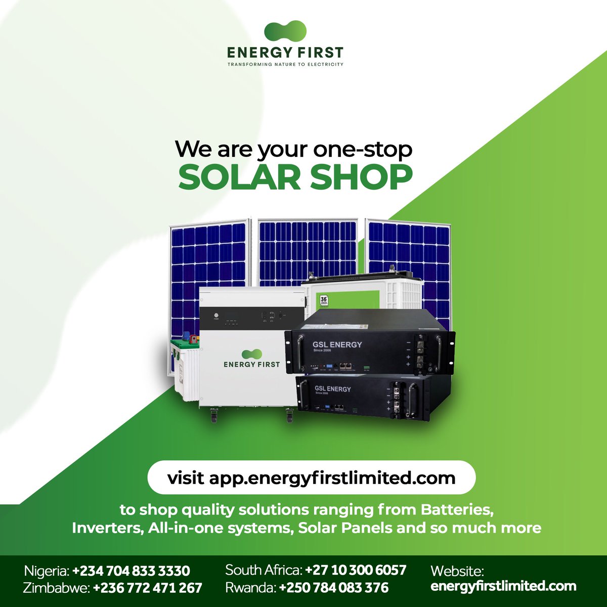 energyfirstltd1's tweet photo. Power up your life with our one-stop Solar Shop!
Find quality solutions for all your solar needs, from batteries to inverters, all-in-one systems to solar panels and more.
Shop now at https://t.co/9UrDJHfzIm!
#SolarShop #EnergyFirst https://t.co/C4LpAsPTSj