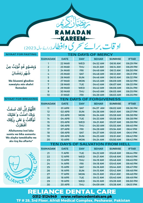 Peshawar Ramadan Time Table 2023