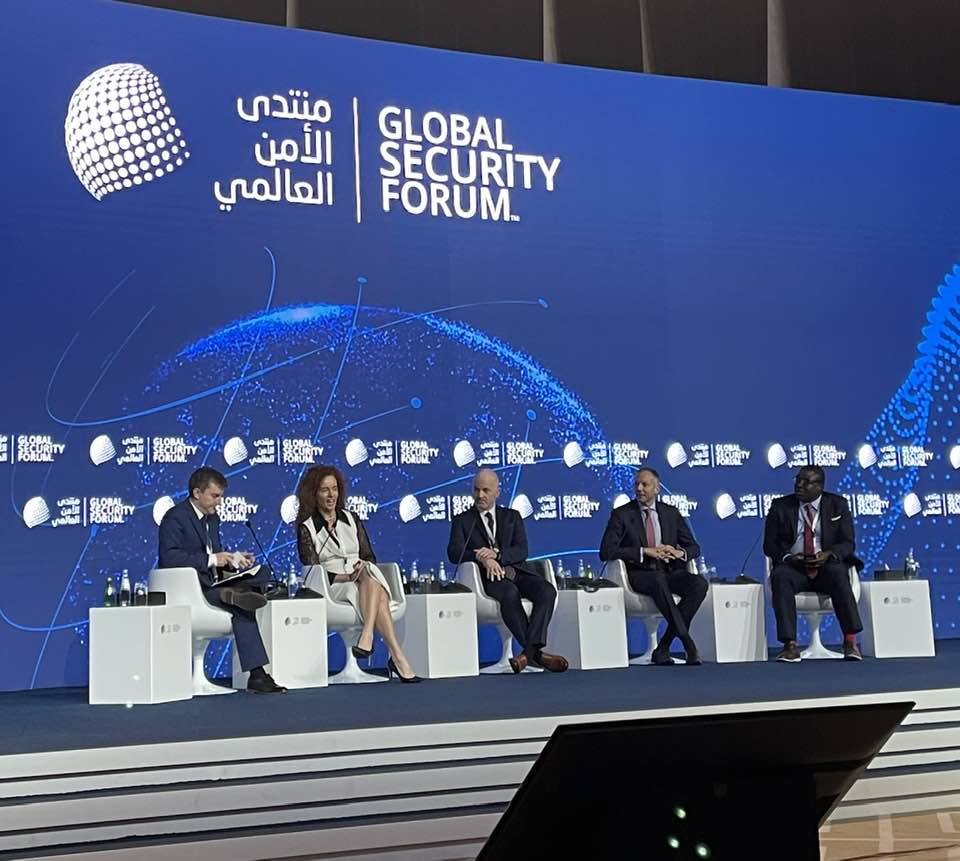 Dr. Damilola Olawuyi, SAN, Professor and Associate Dean (Research), @hbku_cl @hbku @dsolawuyi presenting at the #GSF23 Session on 'Fostering Energy Security Amidst Shifting Geopolitical Dynamics' w/Dr. Carolyn Kissane, Mr. Scott Modell, Hon. Frank Fannon, mod. by Mr. Paul Wallace