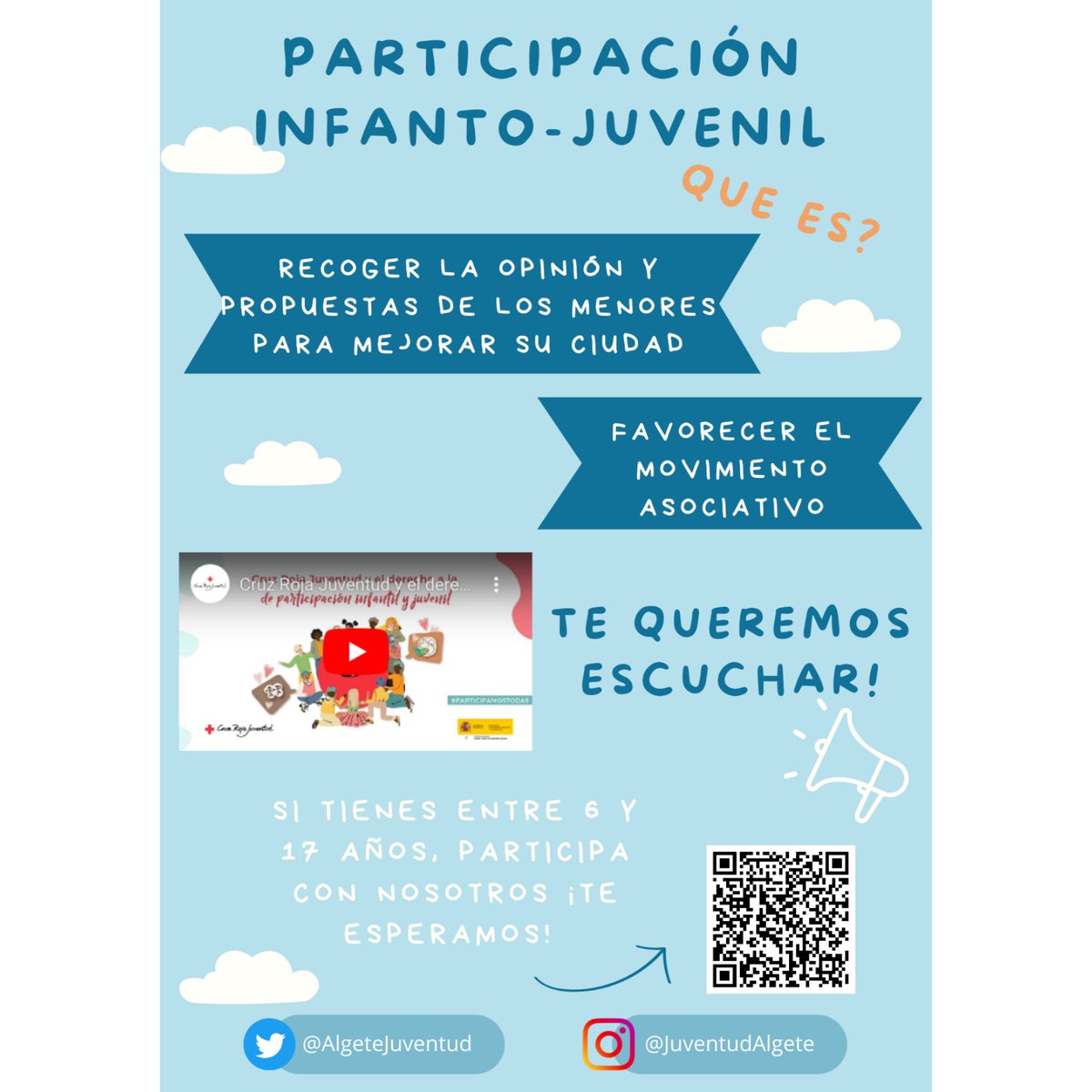 📢📢COMISIONES DE PARTICIPACIÓN INFANTO-JUVENIL ⚡

Desde la concejalía de juventud e infancia os invitamos a formar parte de las comisiones de participación para niños entre 6 y 12 años  y jóvenes de 13 a 17 años