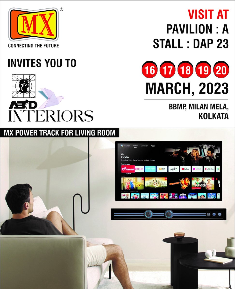 mx_electronics's tweet image. We extend a warm invitation to you to join us at the INTERIORS 2023 in Kolkata from March 16th to March 20th, hosted by MX.
#mxmdrtechnologies #makeinindia #electronicslovers #electronics #mikesandspeakersindia #electronicsmumbai #electronicsindia #indianelectronics #Exhibition