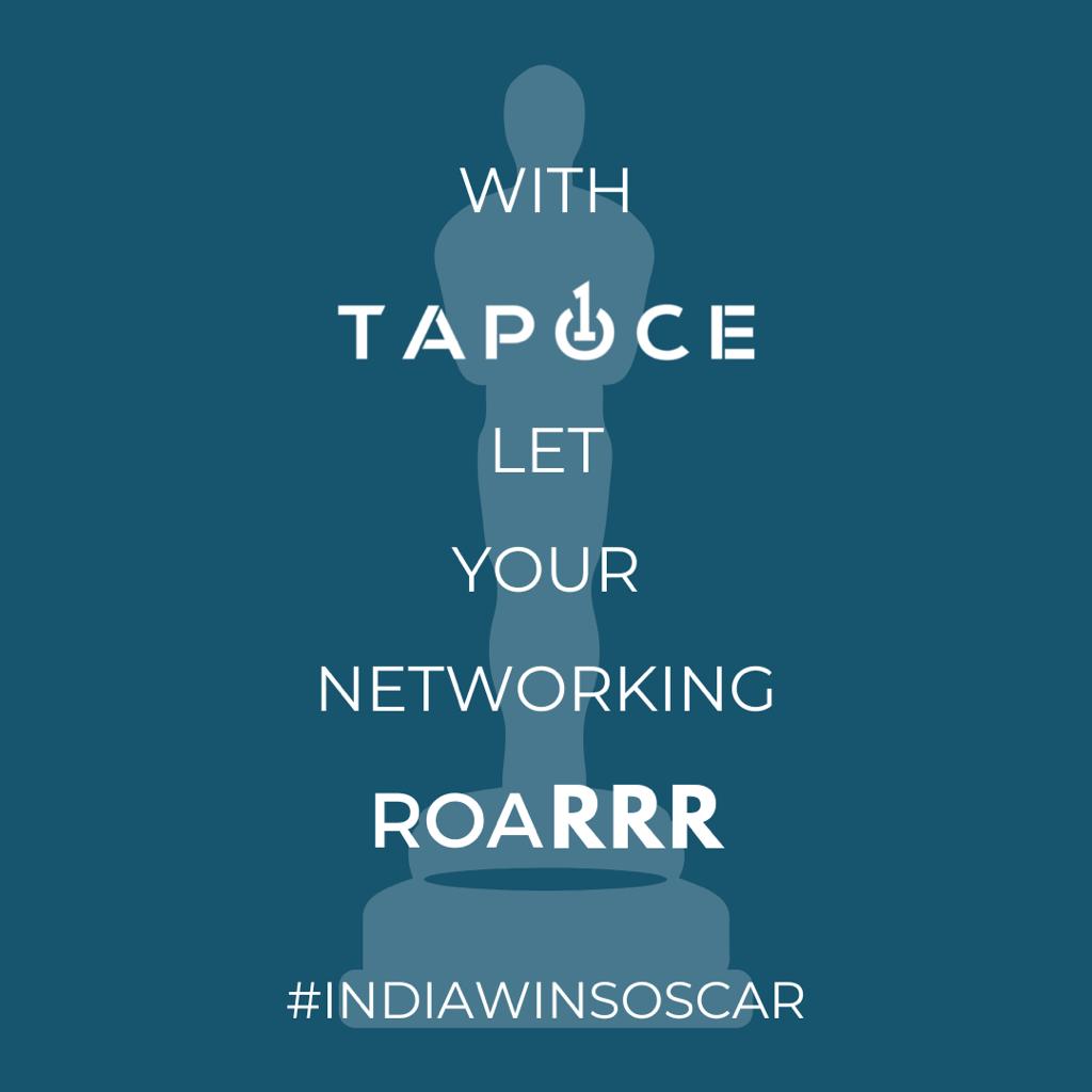 tap1ce's tweet photo. What's the best way to make a good first impression? 
With tap1ce! Let your networking RoaRRR.🔥
.
.
.
#RRR 
#Oscars #Oscars95
#RRRMovie | #AcademyAwards
#RRRforOscars
#JrNTR #RamCharan #SSRajamouli https://t.co/kfeblTmHMO