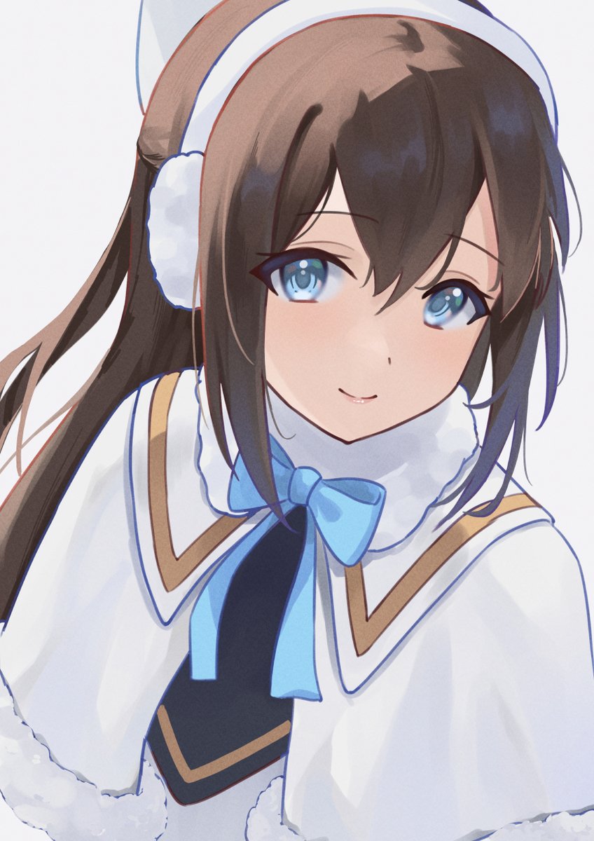 ousaka shizuku 1girl solo brown hair blue eyes bow long hair blue bow  illustration images