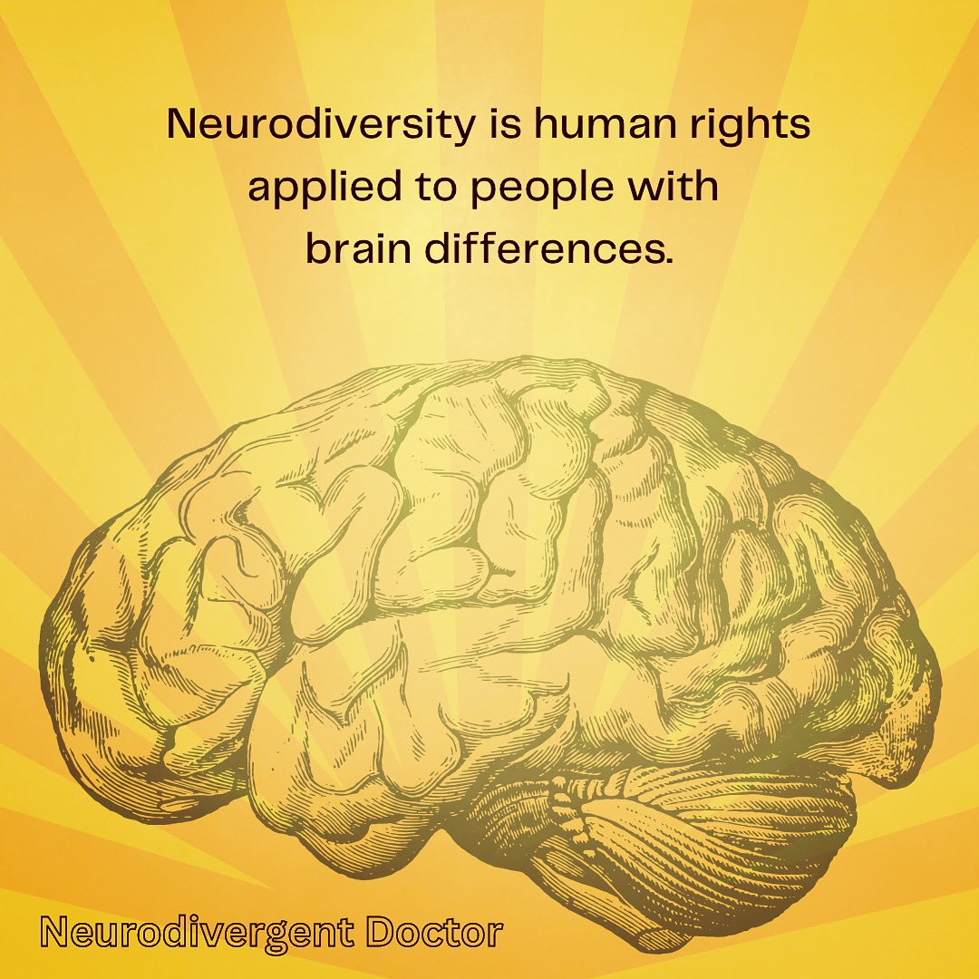 Neurodiversity celebration week! The #neurodiversity movement is part of the #disability rights movement. Neurodivergent ppl can be disabled by a society not designed for their thriving. But they can and should expect societal barriers to be fixed & their human rights upheld.