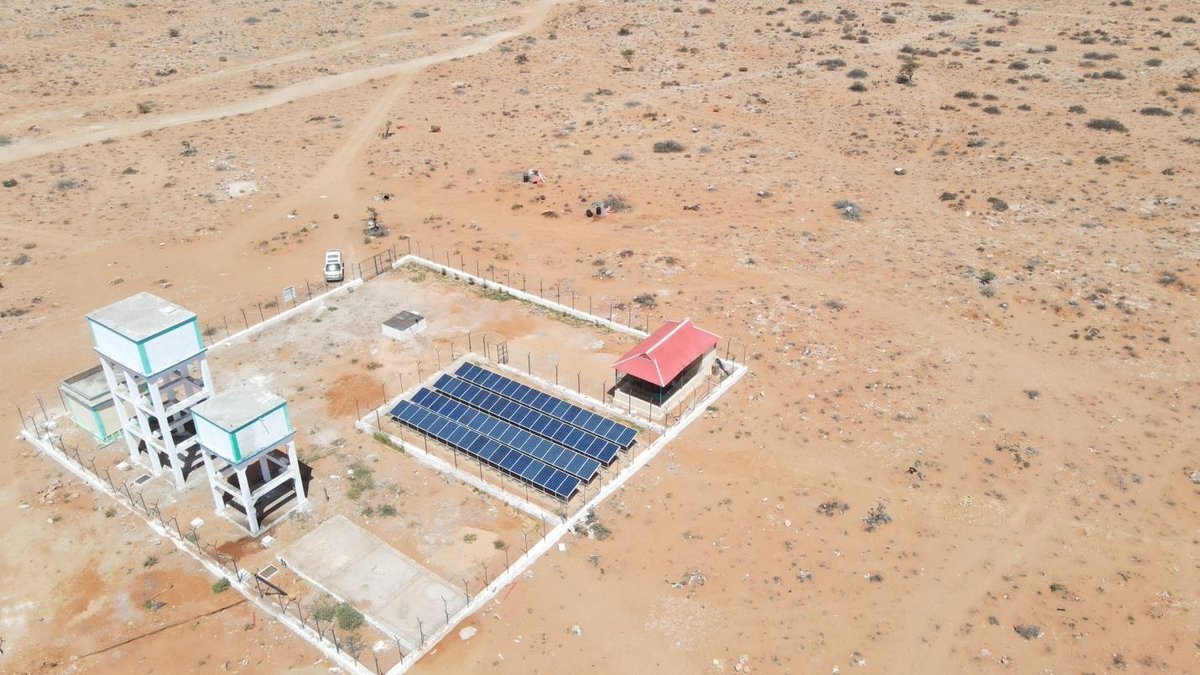 GSASomalia's tweet photo. Project Update: GSA has completed the installation of a solar pumping system at the Prof Adow TVET Centre borehole in Galkayo. 
@KfW_FZ_int @ymewater #TVETSomalia #Sustainable_Energy  #GSASomalia🇸🇴 https://t.co/7g20gKDPTu