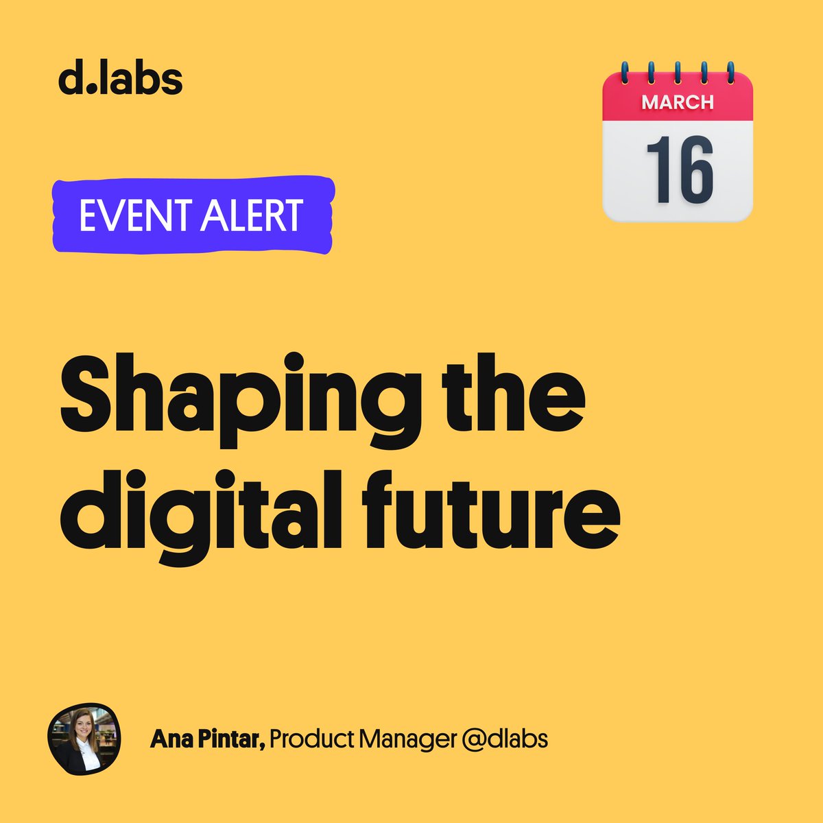 🗓️ Mark your calendars!

d.labs product manager, Ana Pintar, will be sharing her expert insights and experiences as a guest speaker on a panel discussing Digital Business Transformation and Security.

Check out the link for more details:
bit.ly/3FfCzx6

#dlabs #event