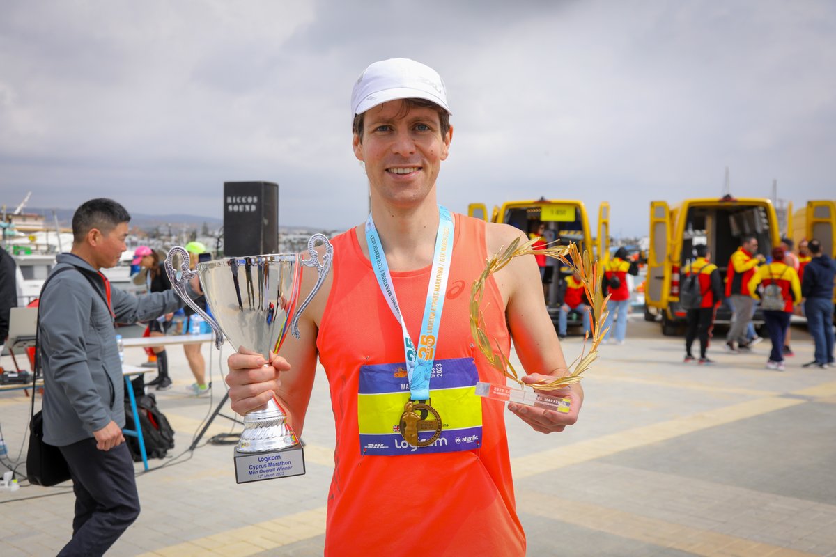 🥇 The 25th Logicom Cyprus Marathon winner, Sage Pearce-Higgins from the United Kingdom! #MedalMonday 
The 1st Man &amp; 1st Woman of the Logicom Cyprus Marathon are awarded an Olive Wreath from the Marathon Village in Athens, embedded in 24K Gold!

📸 Photos will be uploaded tonight