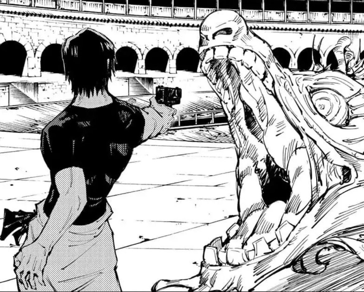 Tulipanarcisa's tweet photo. Os cara de Jujutsu tudo com poder complexo pra krl aí tem o Toji com uma 9mm https://t.co/eNSdSmIkKQ