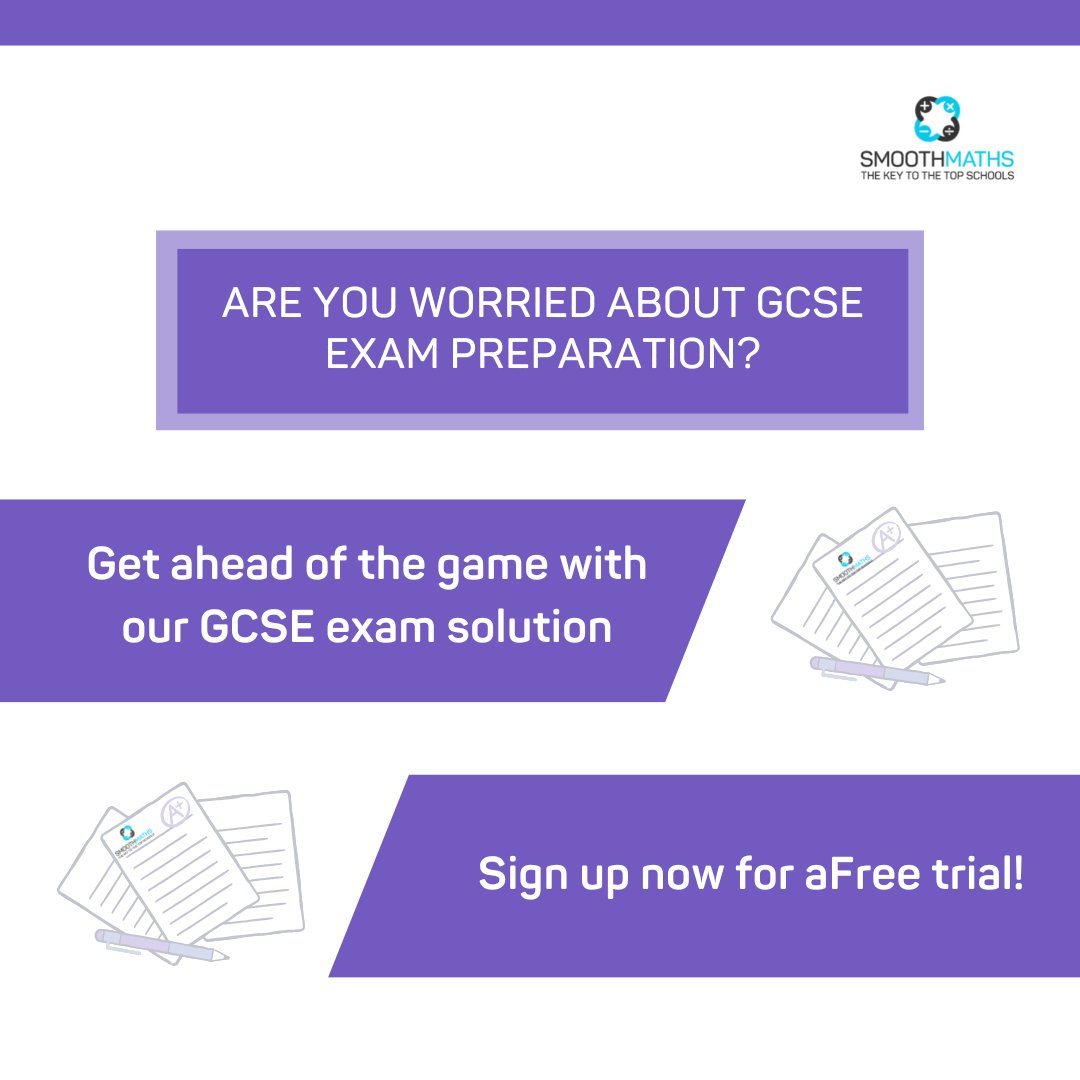 smoothmaths's tweet image. Get ahead of the game with our GCSE exam solution - sign up now for a free trial!

#SmoothMaths #GCSEMaths #MathsPastPapers #ExamPrep #FreeTrial #MathsSolutions #MathsHelp #MathsTutoring #StudyTips #SuccessInMaths#mathstudent #13plus #school #mathsnotes #mathsisfun