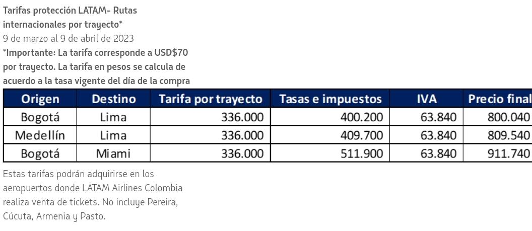 Cryptonic20's tweet photo. @LATAM_CO Hola, gracias pero no veo en la tabla con origen Buenos Aires y destino Bogotá, me informan como sería en ese caso? https://t.co/41yoA2kopB