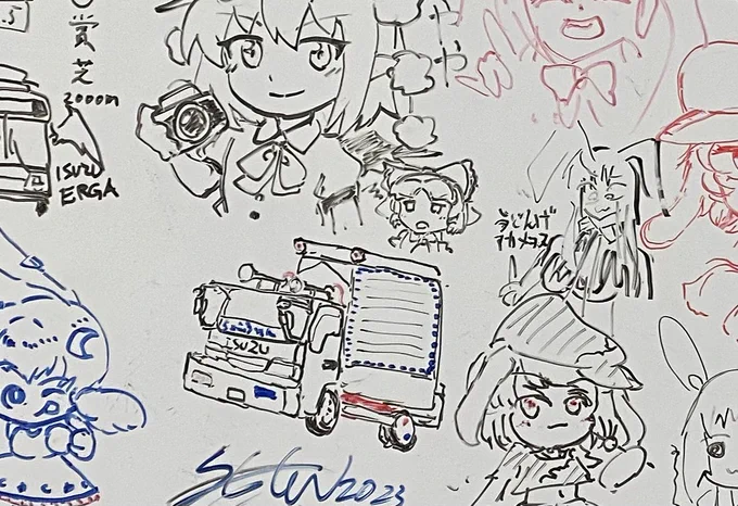 (3/3)友人に、ホワイトボードのトラックに米津玄師を描き加えてほしいと言われたので…… 