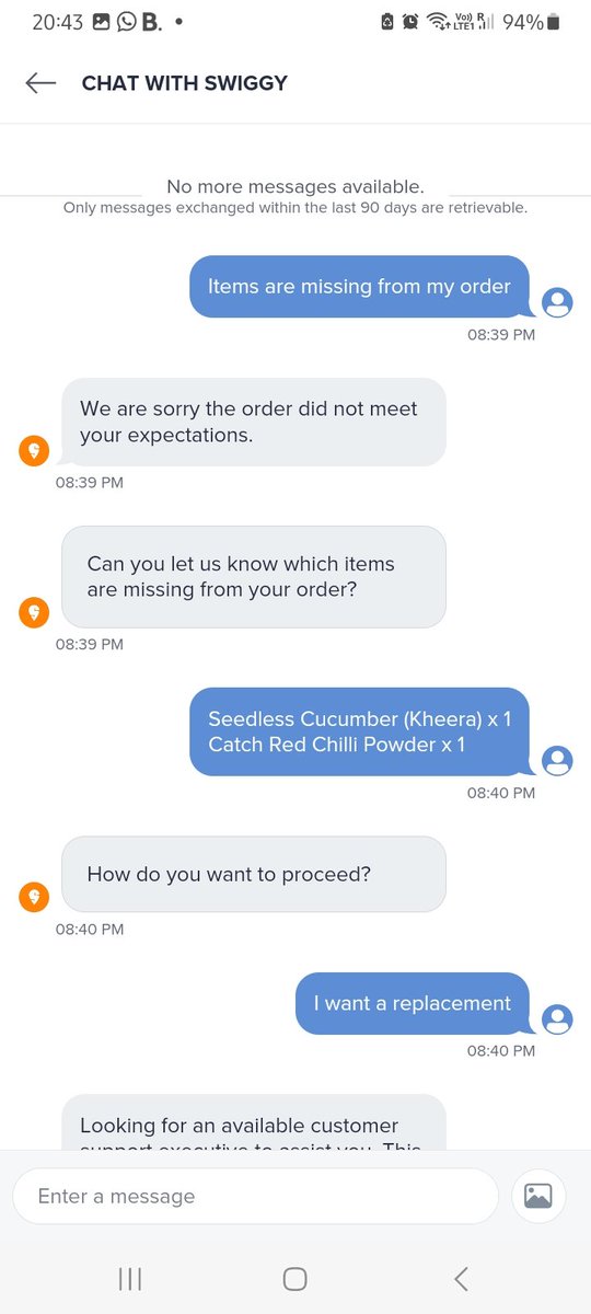 buzzing_ah's tweet photo. @Swiggy  my items are missing, and you send me to email?
This is definitely not the first time this is happening. I didn't even ask for a refund, I asked for a replacement, your customer care service is useless. https://t.co/bHEZQLKVUa