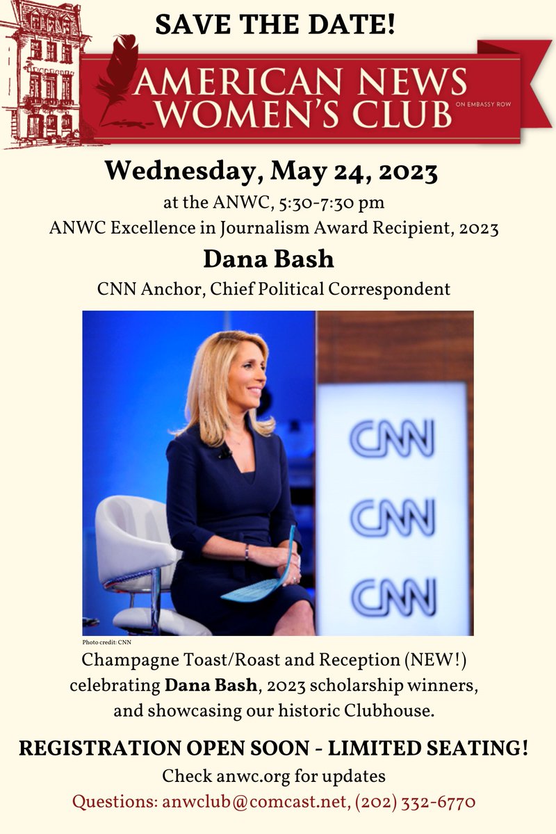 The ANWC is delighted to announce our EIJ recipient 2023! #Trailblazers #WomenTrailblazers #Bestinjournalism #DanaBash