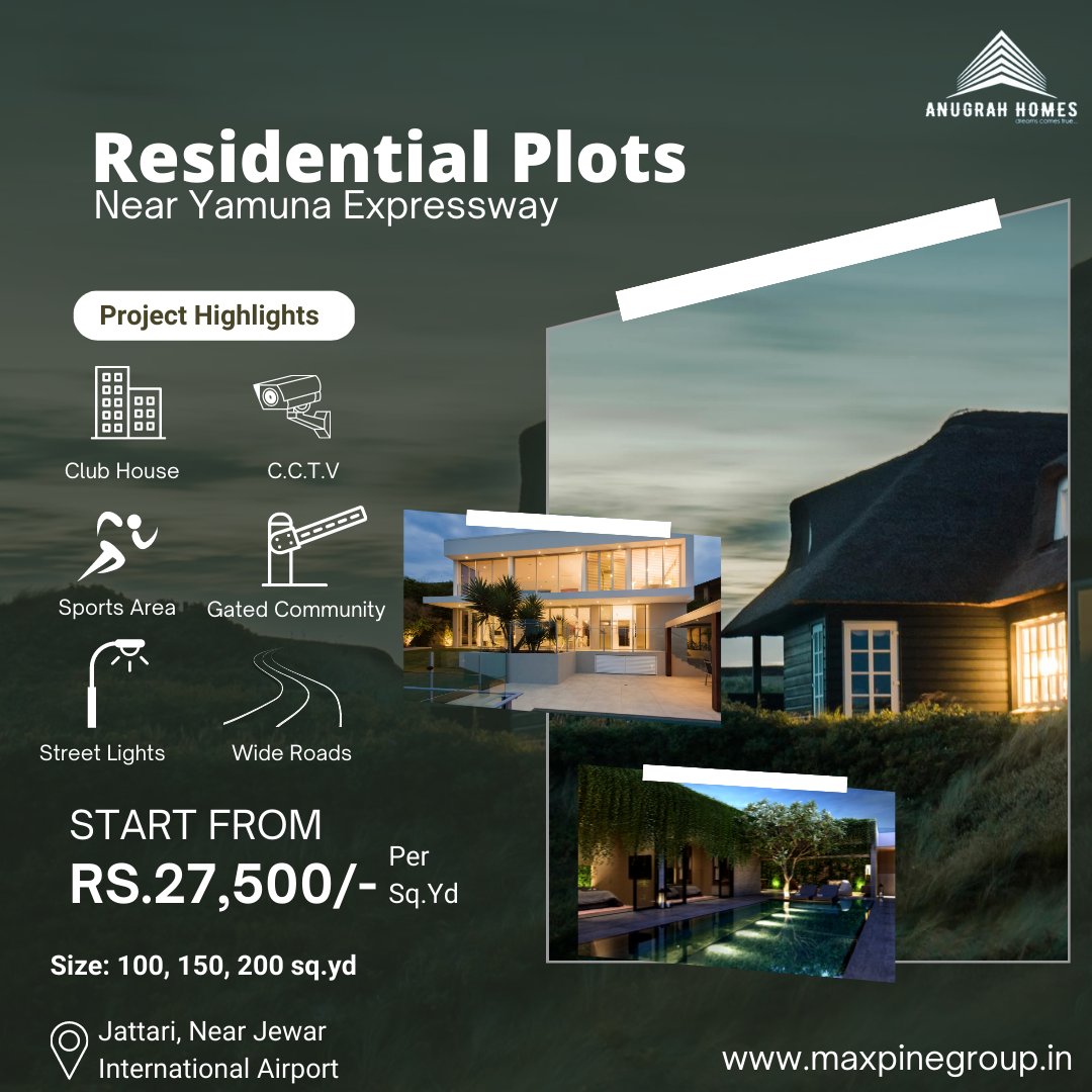 maxpinegroup's tweet photo. Maxpine Group Presents
"Anugrah Homes" Premium Plots near Noida International Airport.
✔ Gated Community
✔Park
✔Outdoor Gym
✔Kids Play Area
✔Shopping Complex
✔24X7 CCTV Surveillance
#maxpinegroup #anugrahhomes #Plots #YamunaExpressway #Realestate #PremiumPlots #realtors https://t.co/dTyqgMfwID