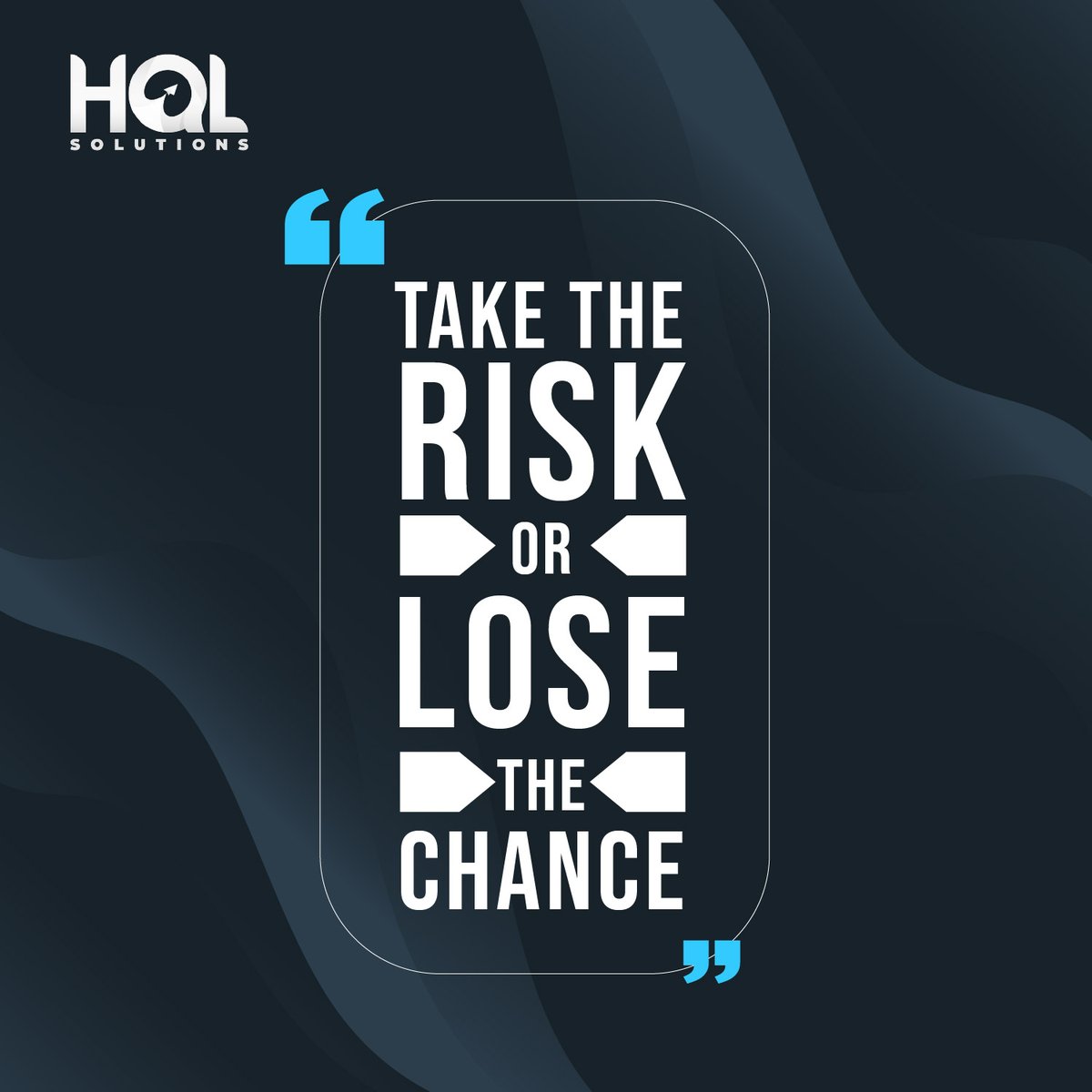 hql_solutions's tweet photo. Take a chance, you never know what might happen.

#hqlsolutions #mondaymotivation #consistency #inspiration #motivationalquotes #motivationmonday #success #mondaythoughts https://t.co/vDSXWHdqTw