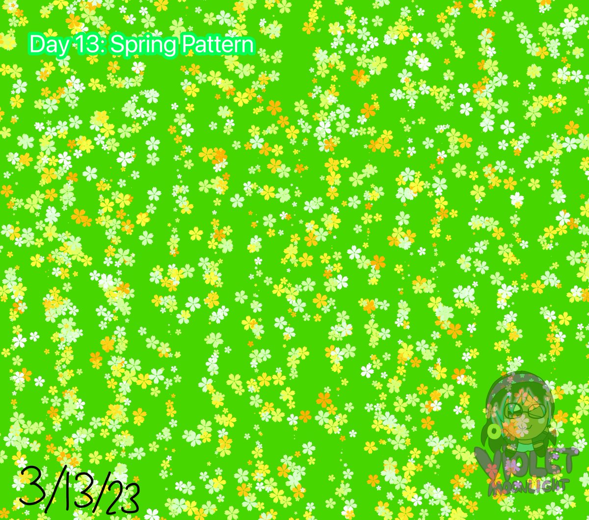 Day 13: Spring Pattern 

…

(#AzariaReese #AzariaReesedraws #Azaria_Art #violetmoonlight) 

#marchdoodlechallenge 

#springpattern #march #green #drawing #digitalart #ibisPaintX #ArtistOnTwitter