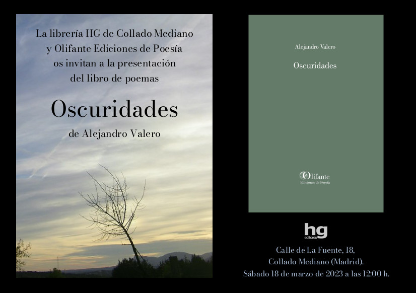 avalerofer's tweet photo. Después de la presentación de mi libro de poemas "Oscuridades" (editorial Olifante) en Madrid, lo presento el 18 de marzo en mi pueblo serrano, donde se ambientan los poemas junto al Guadarrama. Me tenéis en https://t.co/6BP3tWr8XO
https://t.co/5N1lEEWB5A
#poesía #literatura https://t.co/8JmJL84vGQ