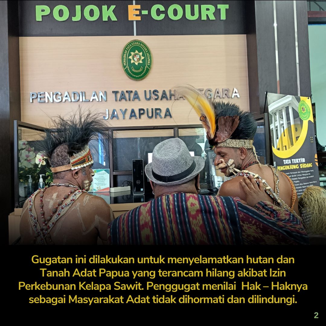 angkytm's tweet image. The environmental and indigenous peoples rights defenders from the Awyu Tribe, filed a lawsuit for the Environment &amp;amp; Climate Change at the Jayapura State Court (PTUN,03/13). The lawsuit over an palm oil plantation permit in a Adat Forest an area of ​​360,94km2. #StopDeforestation