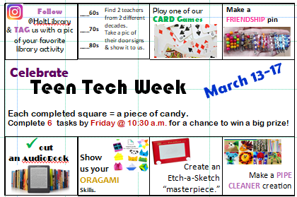 HoltLibrary's tweet image. Week 2 of #TeenTech fun is underway. Stop by to get started on  your gameboard today. #WSDLibraries