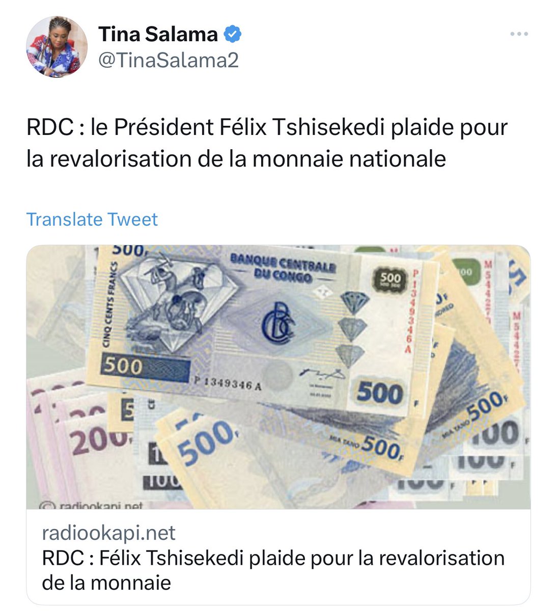 KatangaCynthia's tweet photo. Merci d'avoir répondu, Mme Tina. En fait, l'article le dit, mais j'ai simplement posé la question parce que vous avez également écrit la même chose sur votre tweet. Ce n'est pas le mot « plaider» qui est difficile, car c'est la première alerte qui figurait sur votre tweet. Je considère que le président ne plaide pas Il ordonne, il instruit etc… parce qu'il est le garant de la nation.

“Merci pour la définition du mot plaider, je dormirai moins bête ce soir madame 😉”
Respectueusement Madame.